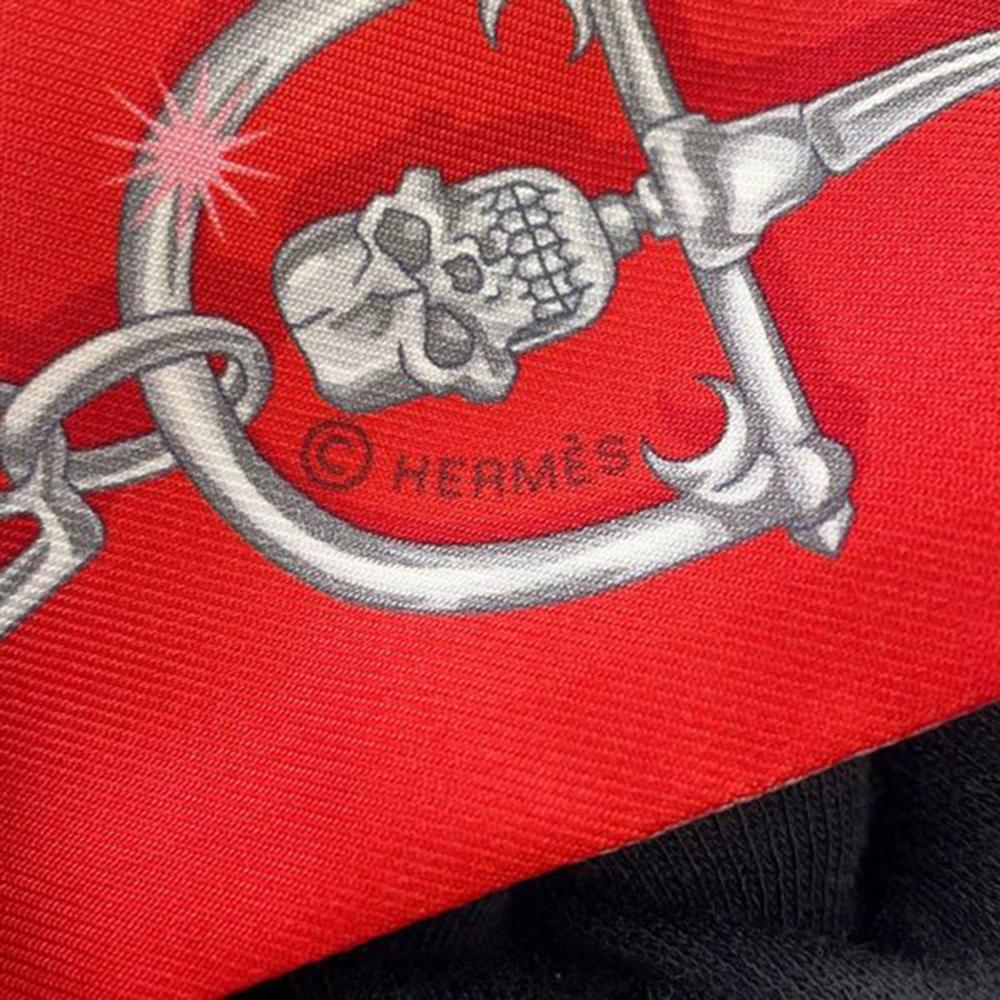 Hermès A Hermès Red with Pink Silk Fabric C'est La Fete Twilly Scarf France