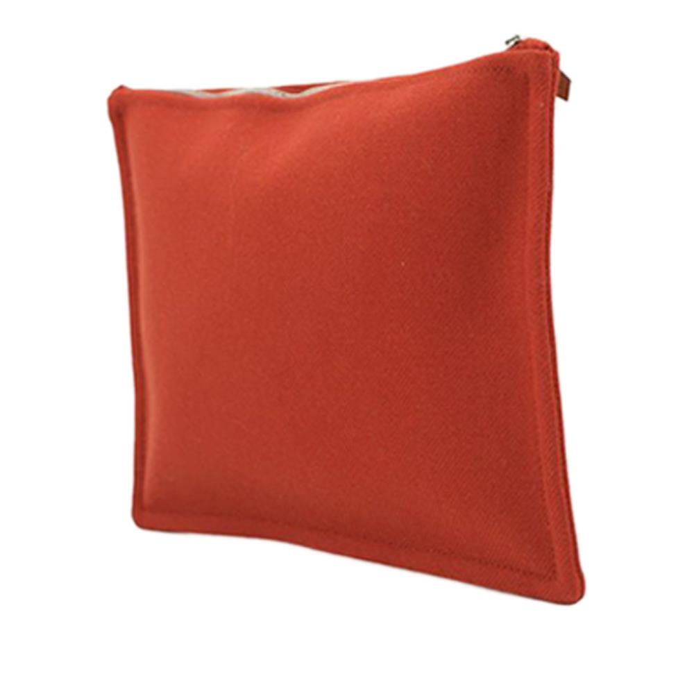 Hermès AB Hermès Orange Red Orange Wool Fabric H Natte Flat Pouch GM France