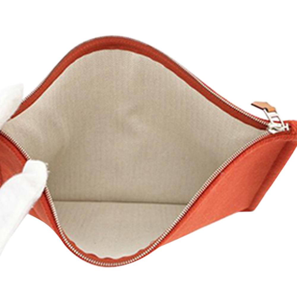 Hermès AB Hermès Orange Red Orange Wool Fabric H Natte Flat Pouch GM France
