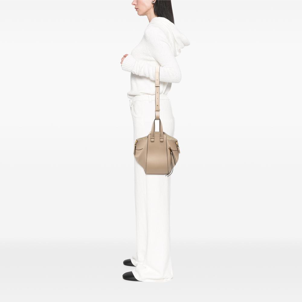 Loewe AB LOEWE Brown Beige Calf Leather Small Hammock Satchel Spain