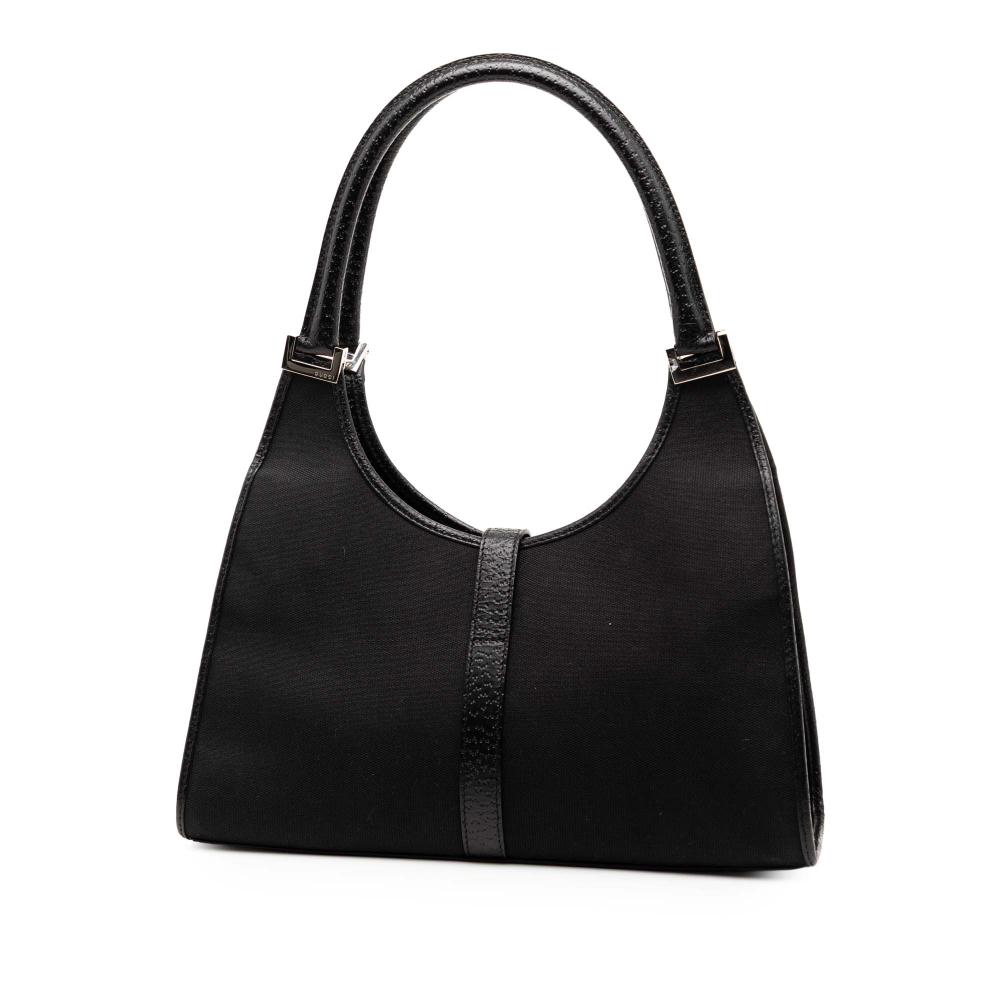 Gucci B Gucci Black Canvas Fabric Jackie Bardot Shoulder Bag Italy