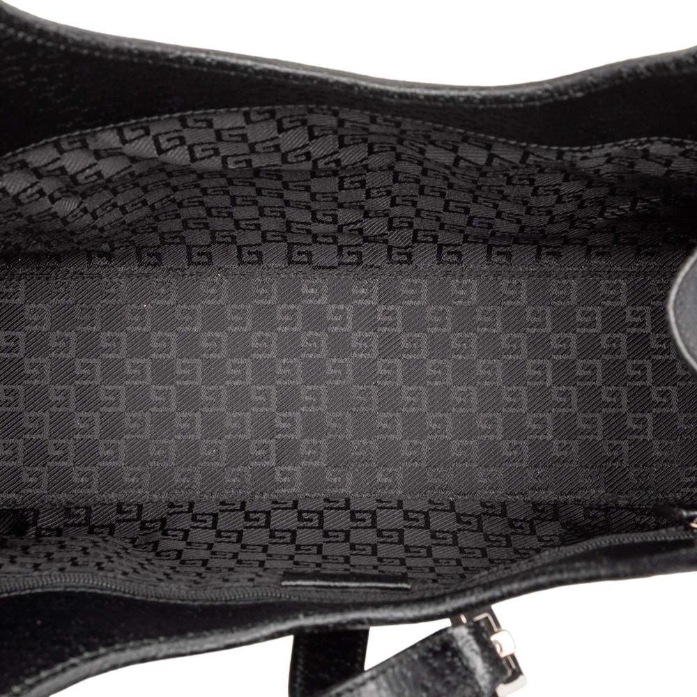 Gucci B Gucci Black Canvas Fabric Jackie Bardot Shoulder Bag Italy