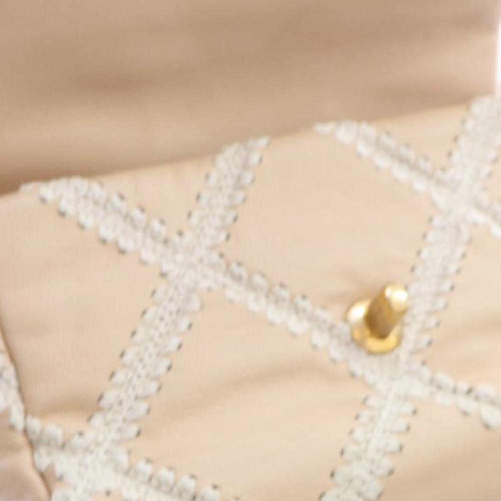 Chanel AB Chanel Brown Beige with White Ivory Calf Leather Medium Crochet skin 19 Flap Italy