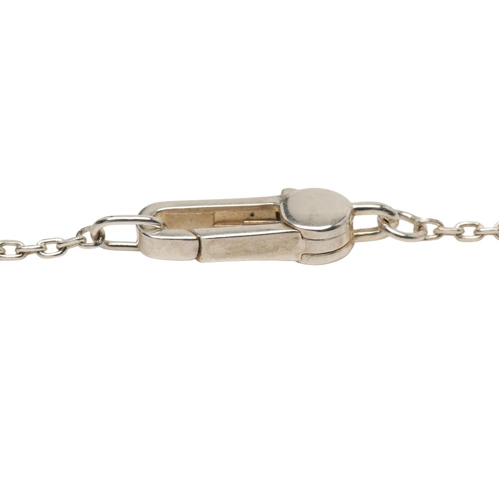 Gucci Silver SV925 / Sterling Silver Metal Sterling Silver Square Plate Logo Pendant Necklace Italy