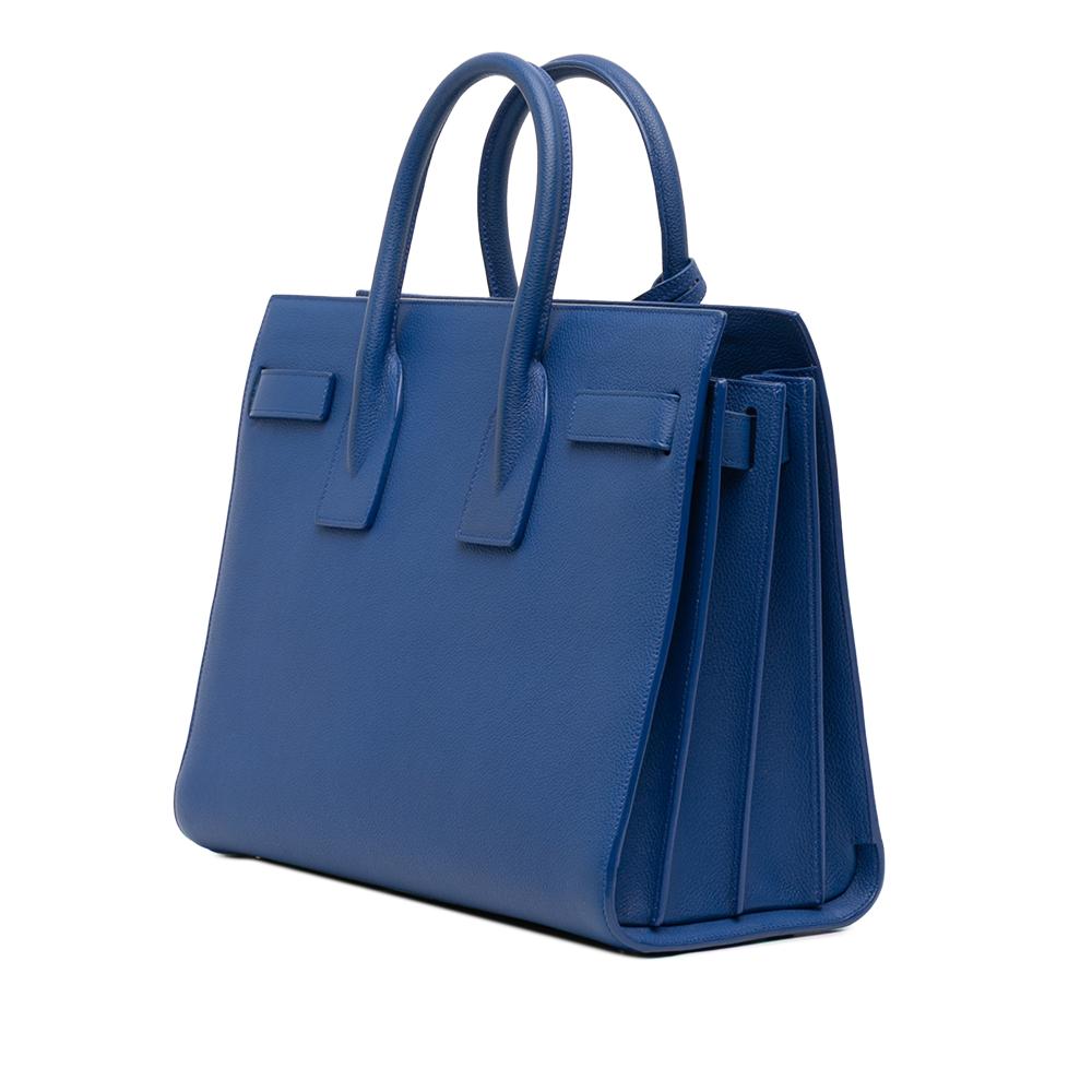 Saint Laurent B Saint Laurent Blue Calf Leather Small Sac De Jour Satchel Italy