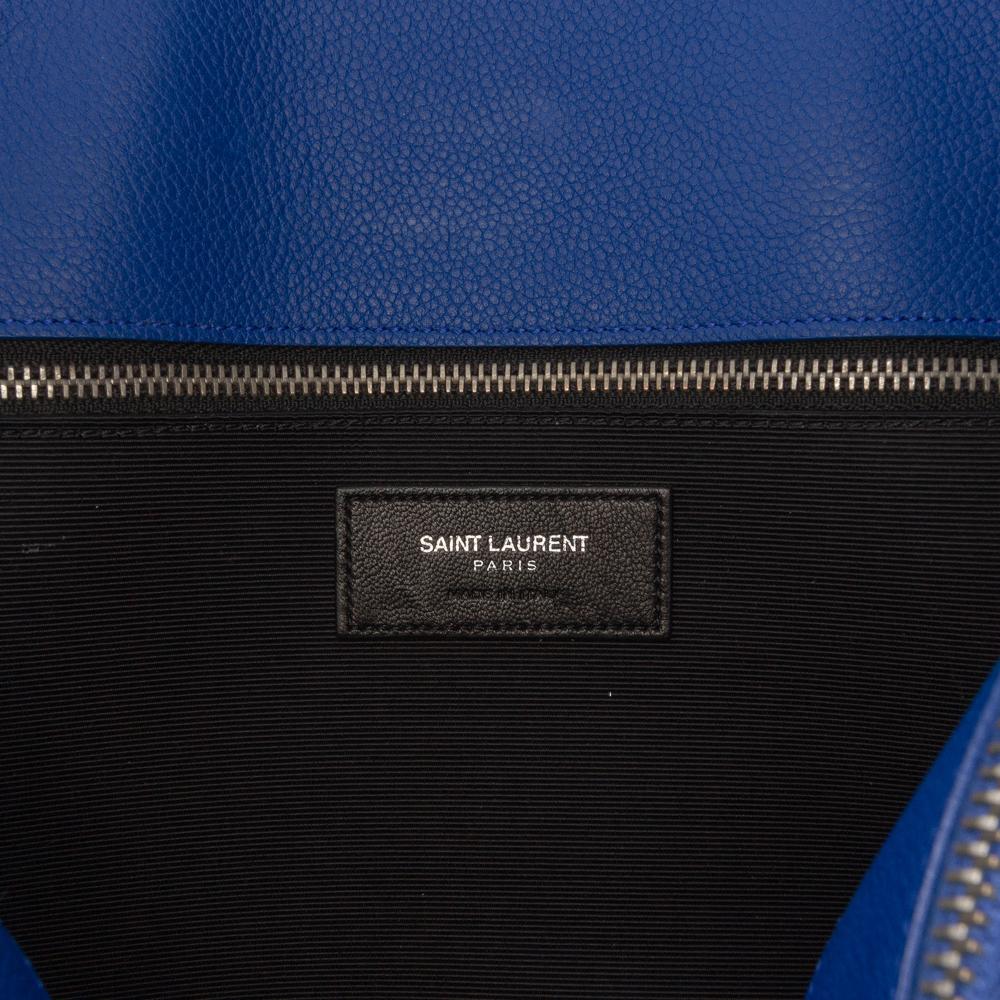 Saint Laurent B Saint Laurent Blue Calf Leather Small Sac De Jour Satchel Italy