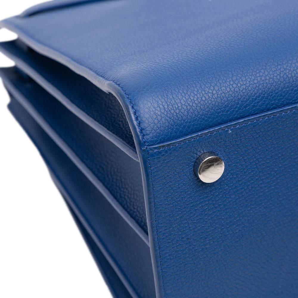 Saint Laurent B Saint Laurent Blue Calf Leather Small Sac De Jour Satchel Italy