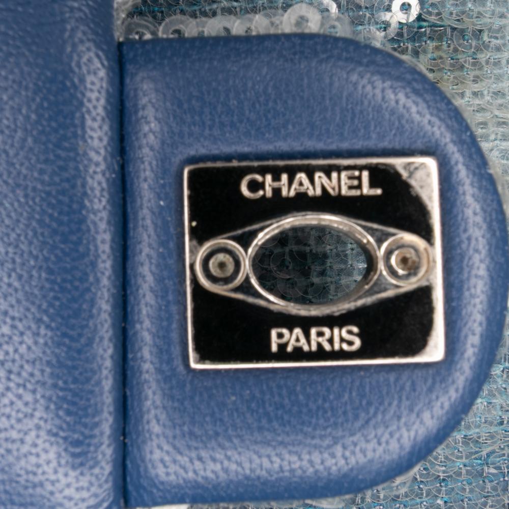 Chanel B Chanel Blue Fiber Fabric Sequin Waterfall Backpack Italy