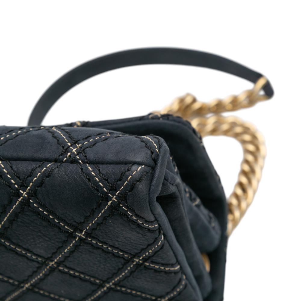 Chanel B Chanel Blue Navy Calf Leather Medium Quilted skin Triple Stitched Flap Italy