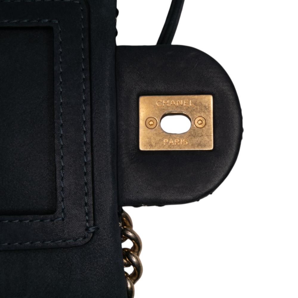 Chanel B Chanel Blue Navy Calf Leather Medium Quilted skin Triple Stitched Flap Italy