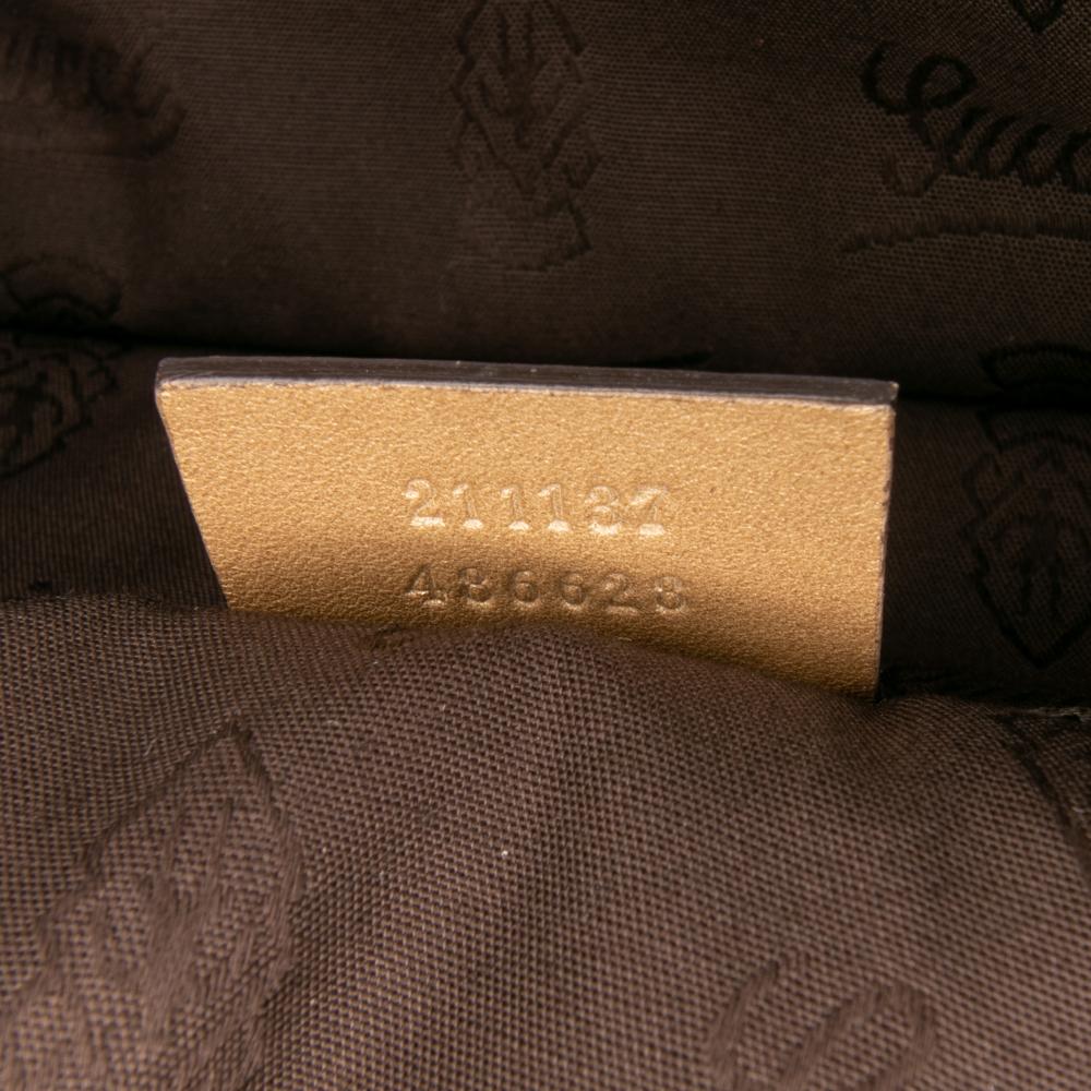 Gucci B Gucci Gold Coated Canvas Fabric Medium GG Imprime Tote Italy