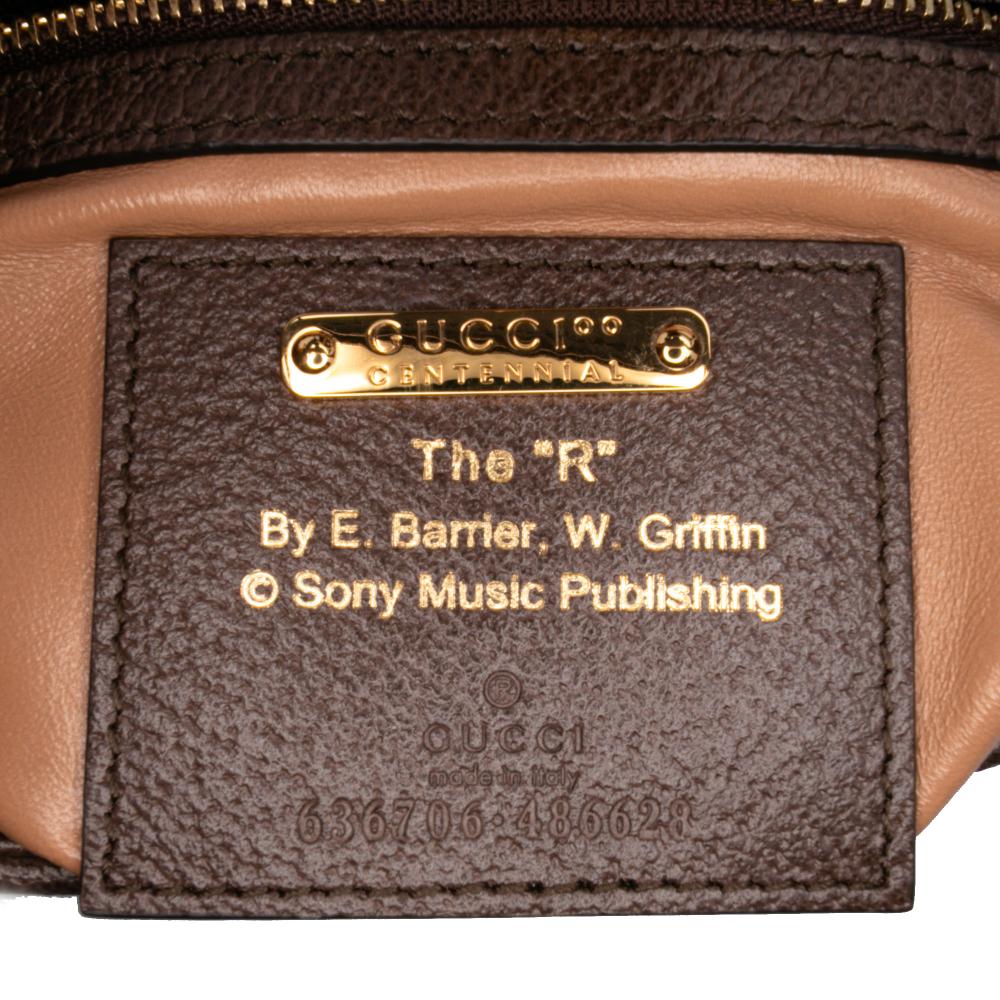 Gucci B Gucci Brown Light Beige Canvas Fabric Small 100 Centennial Music Jackie 1961 Crossbody Italy