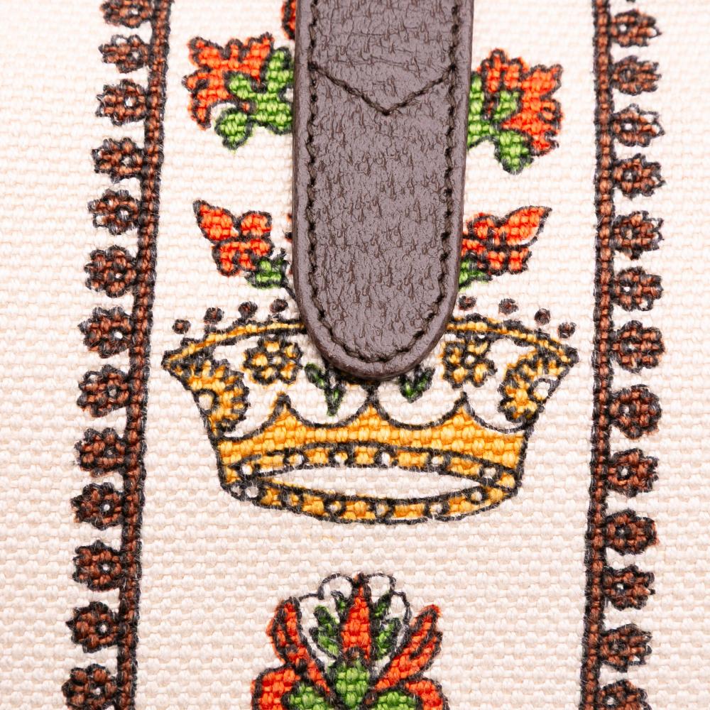 Gucci B Gucci Brown Light Beige Canvas Fabric Small 100 Centennial Music Jackie 1961 Crossbody Italy