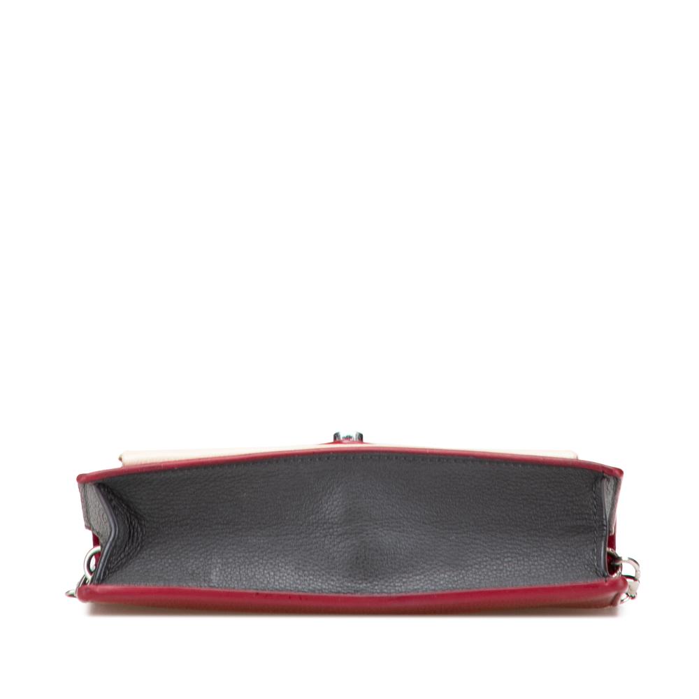Louis Vuitton B Louis Vuitton Red with Brown Beige Calf Leather Bicolor MyLockMe Chain Pochette Spain