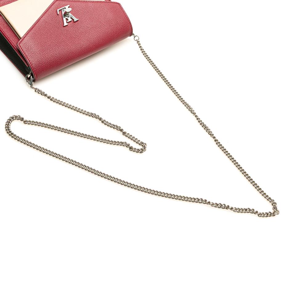 Louis Vuitton B Louis Vuitton Red with Brown Beige Calf Leather Bicolor MyLockMe Chain Pochette Spain