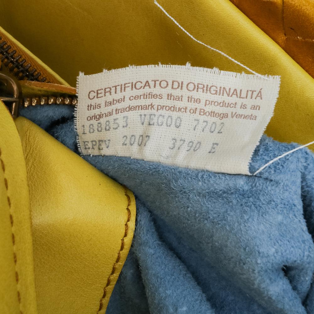 Bottega Veneta B Bottega Veneta Yellow with Gold Calf Leather Intrecciato Tote Italy