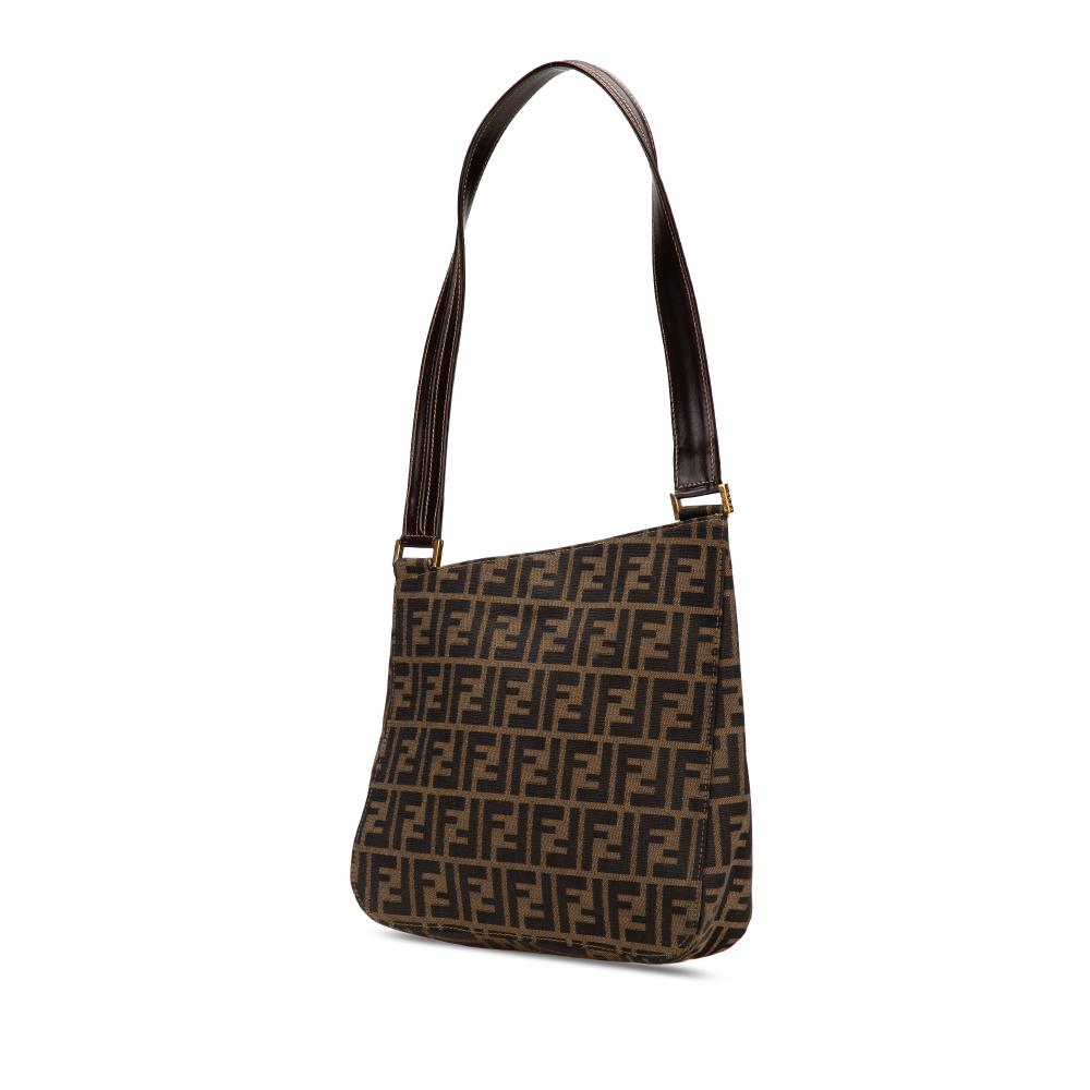 Fendi B Fendi Brown Canvas Fabric Zucca Shoulder Bag Italy