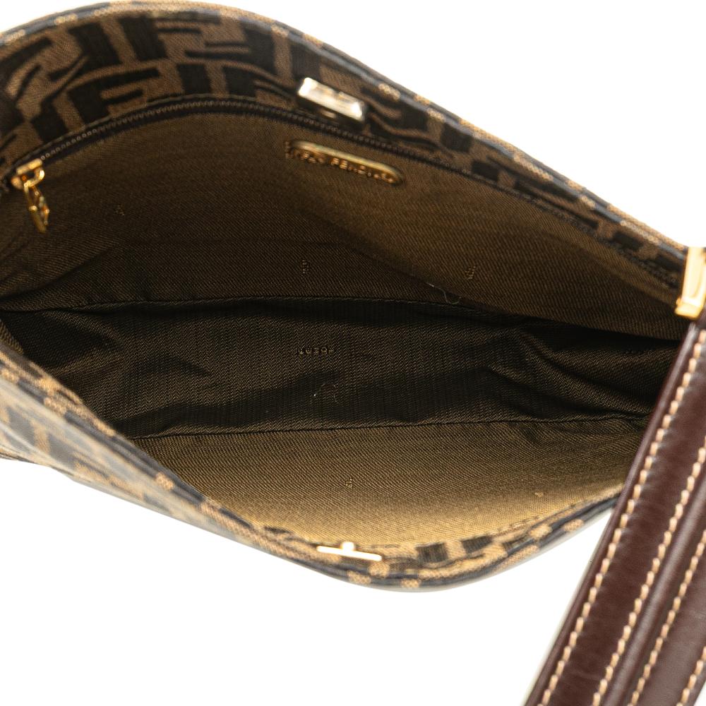 Fendi B Fendi Brown Canvas Fabric Zucca Shoulder Bag Italy