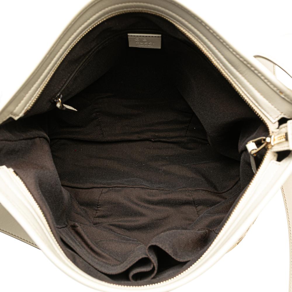 Gucci B Gucci Brown Beige with White Canvas Fabric GG Crossbody Italy