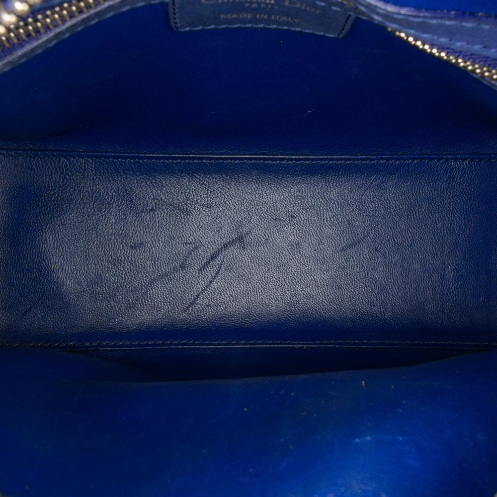 Christian Dior B Dior Blue Calf Leather Medium Ultra Matte skin Cannage Embossed Lady Dior Italy