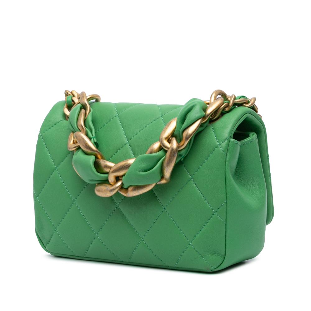 Chanel B Chanel Green Lambskin Leather Leather Small Quilted Lambskin Chain Is More Flap Italy
