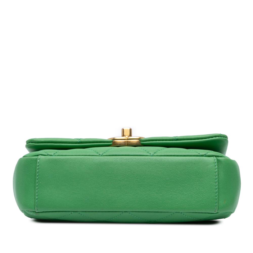 Chanel B Chanel Green Lambskin Leather Leather Small Quilted Lambskin Chain Is More Flap Italy