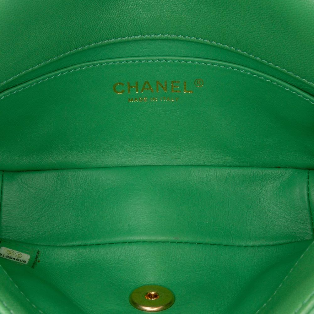 Chanel B Chanel Green Lambskin Leather Leather Small Quilted Lambskin Chain Is More Flap Italy
