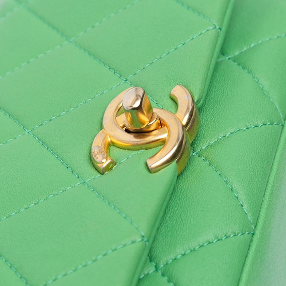 Chanel B Chanel Green Lambskin Leather Leather Small Quilted Lambskin Chain Is More Flap Italy
