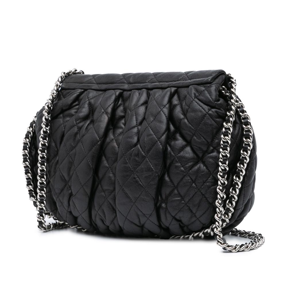 Chanel B Chanel Black Lambskin Leather Leather Large Lambskin Chain Around Flap Italy