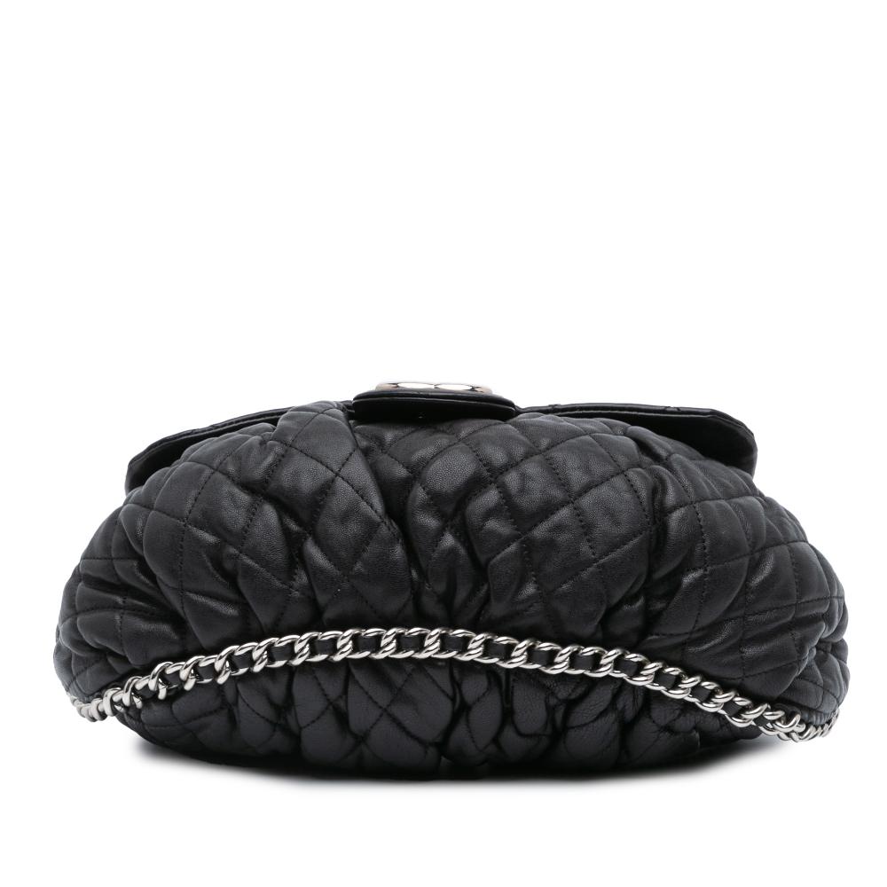 Chanel B Chanel Black Lambskin Leather Leather Large Lambskin Chain Around Flap Italy