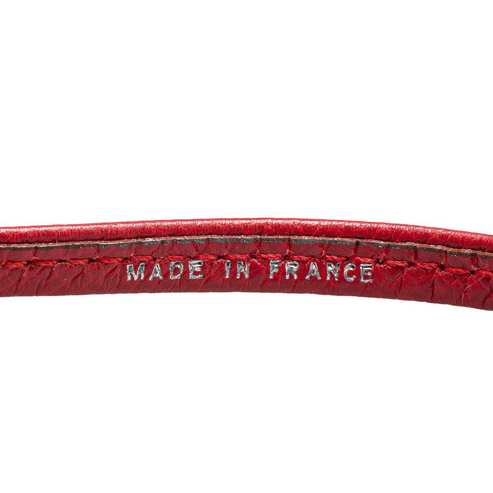 Hermès AB Hermès Red with Silver Calf Leather Ultrasonic Dog Whistle Necklace France