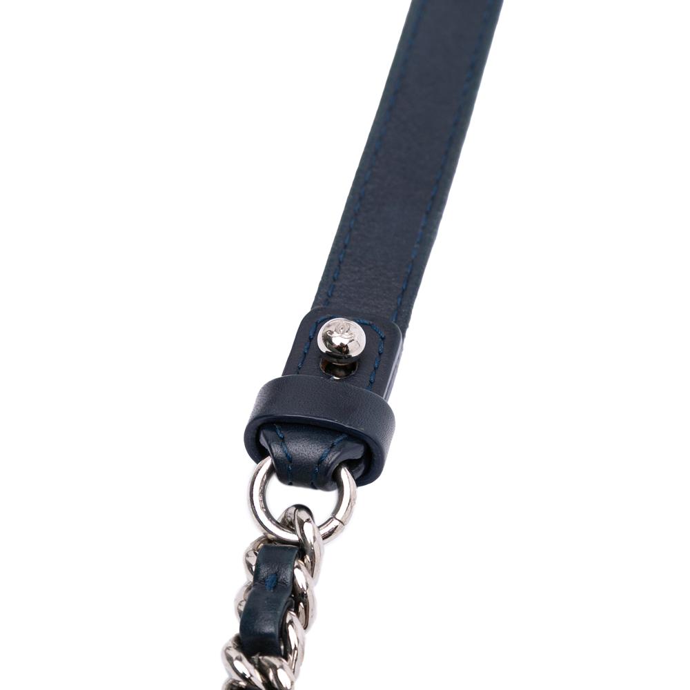 Chanel B Chanel Blue Denim Denim Fabric Large Embroidered Camellia Flap Italy