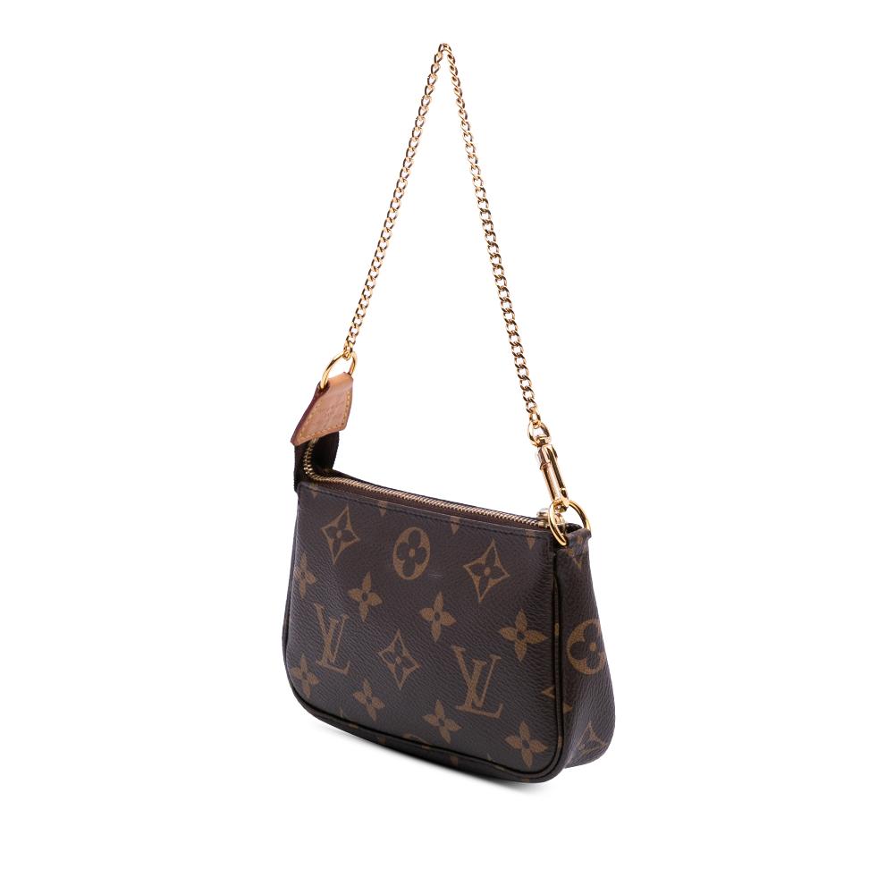 Louis Vuitton B Louis Vuitton Brown Monogram Canvas Fabric Monogram Mini Pochette Accessoires Spain