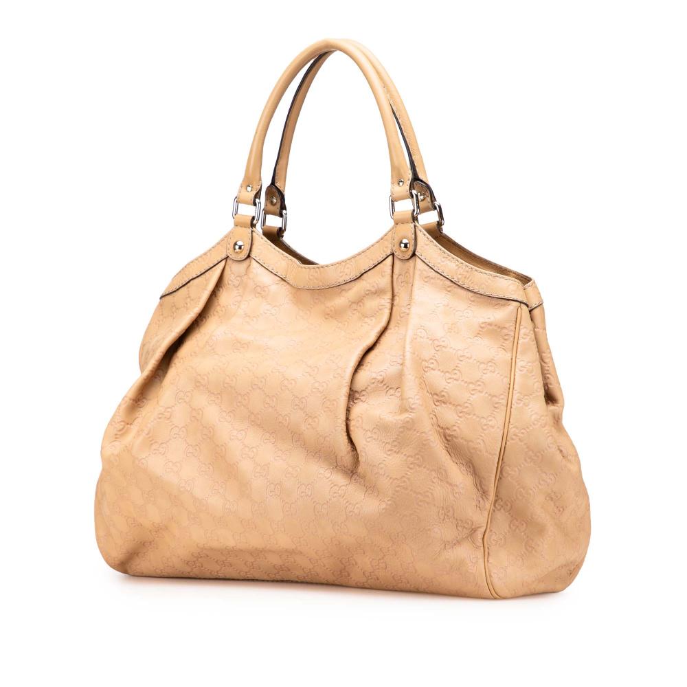 Gucci AB Gucci Brown Beige Calf Leather Large Guccissima Sukey Tote Italy