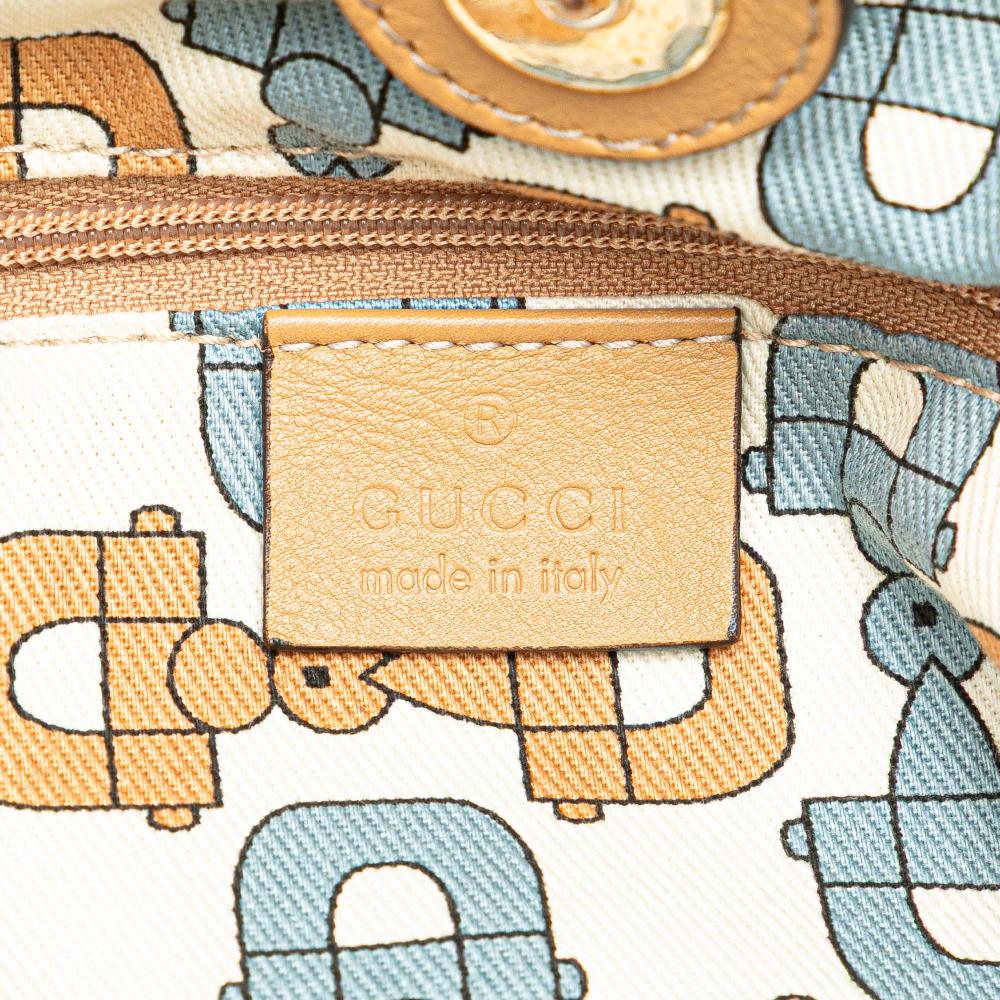 Gucci AB Gucci Brown Beige Calf Leather Large Guccissima Sukey Tote Italy