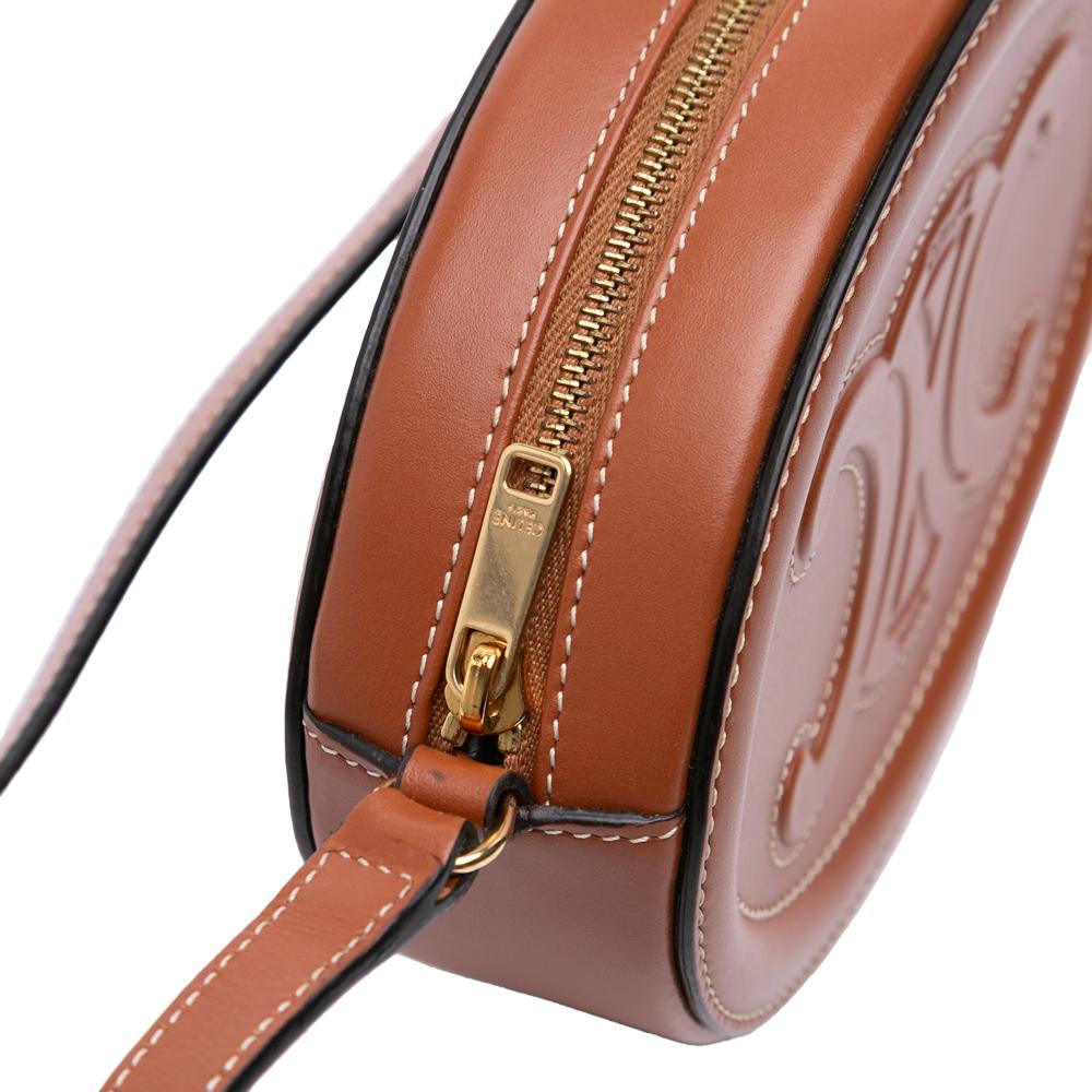 Celine AB Celine Brown Calf Leather Small skin Cuir Triomphe Oval Crossbody Italy