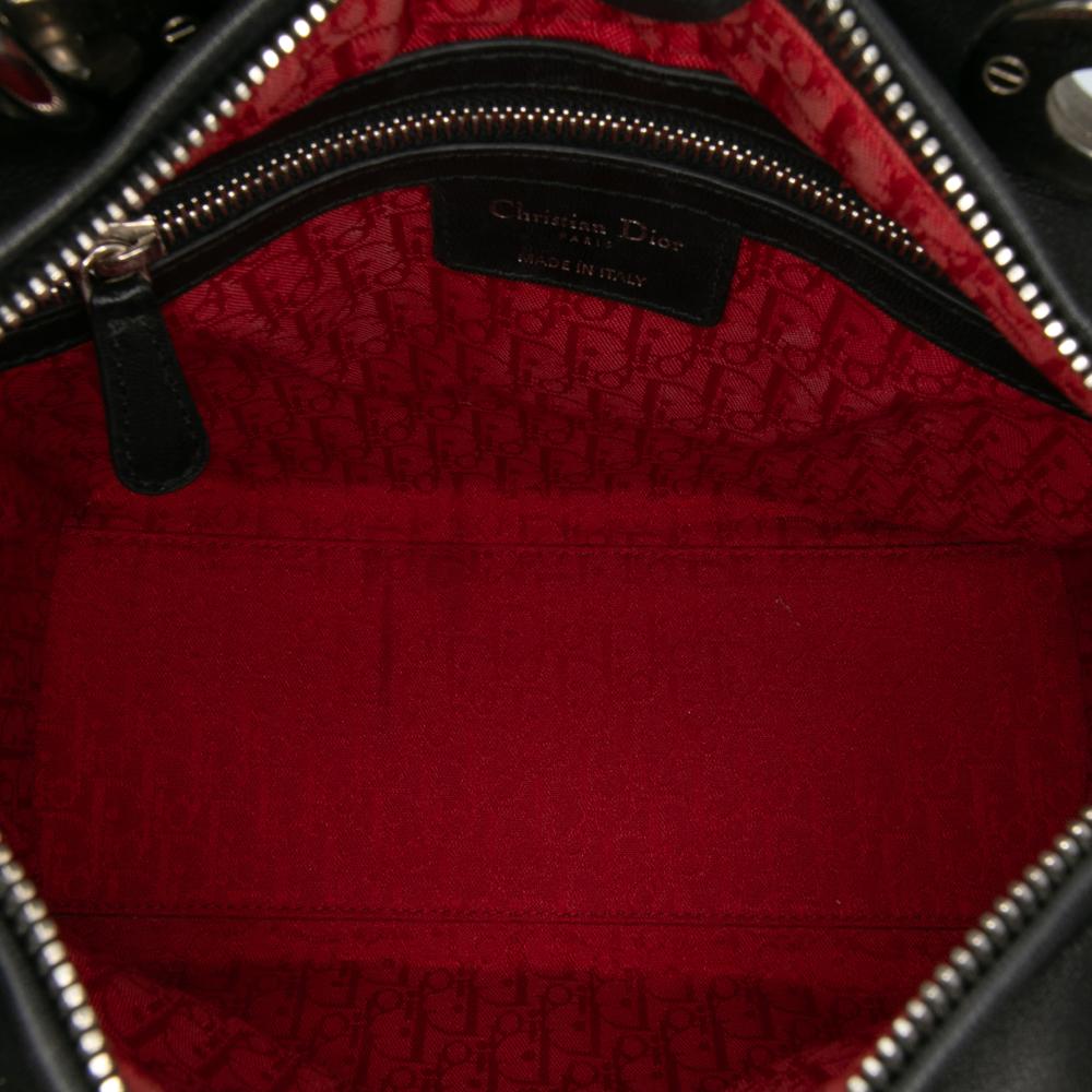 Christian Dior B Dior Black Lambskin Leather Leather Medium Lambskin Cannage Lady Dior Italy