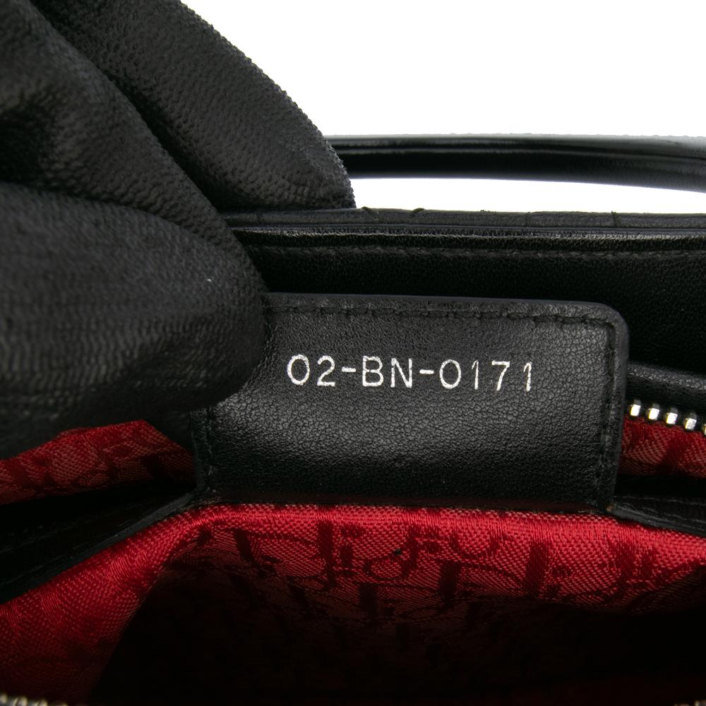 Christian Dior B Dior Black Lambskin Leather Leather Medium Lambskin Cannage Lady Dior Italy