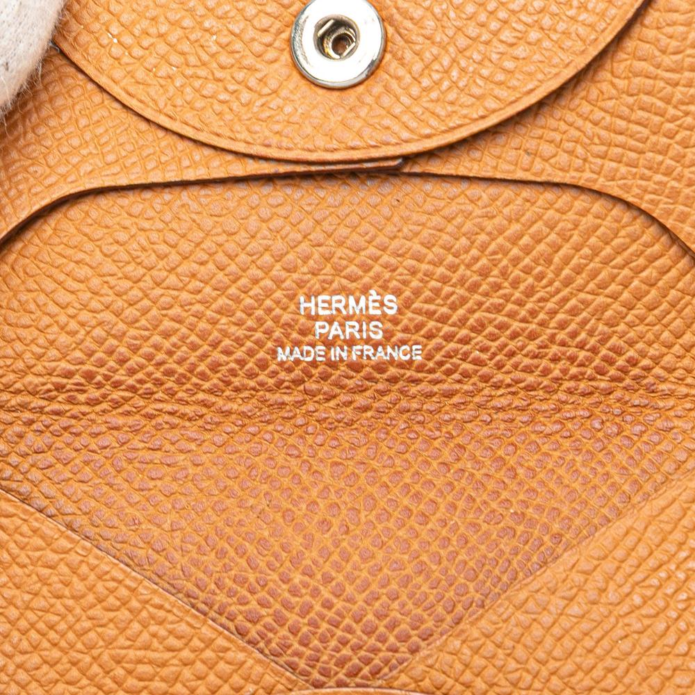 Hermès B Hermès Orange Calf Leather Epsom Bastia Coin Pouch France