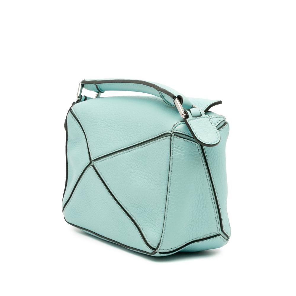 Loewe AB LOEWE Blue Light Blue Calf Leather Mini skin Puzzle Satchel Spain