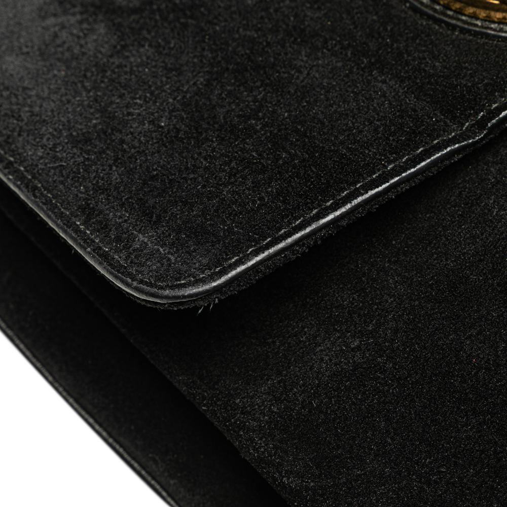 Gucci B Gucci Black Suede Leather Medium Arli Crossbody Italy