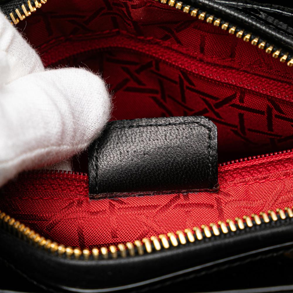 Christian Dior B Dior Black Patent Leather Leather Medium Patent Cannage Lady Dior Italy