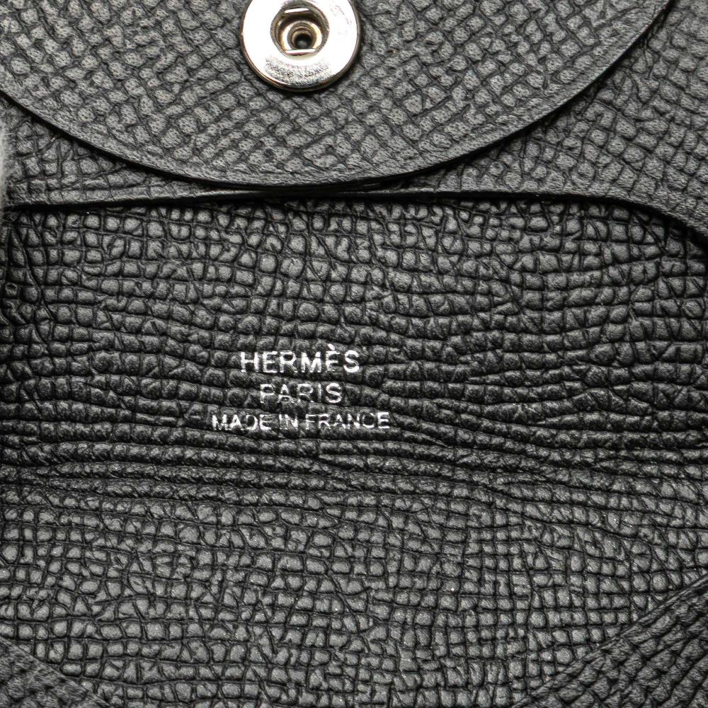 Hermès AB Hermès Black Calf Leather Epsom Bastia Coin Pouch France
