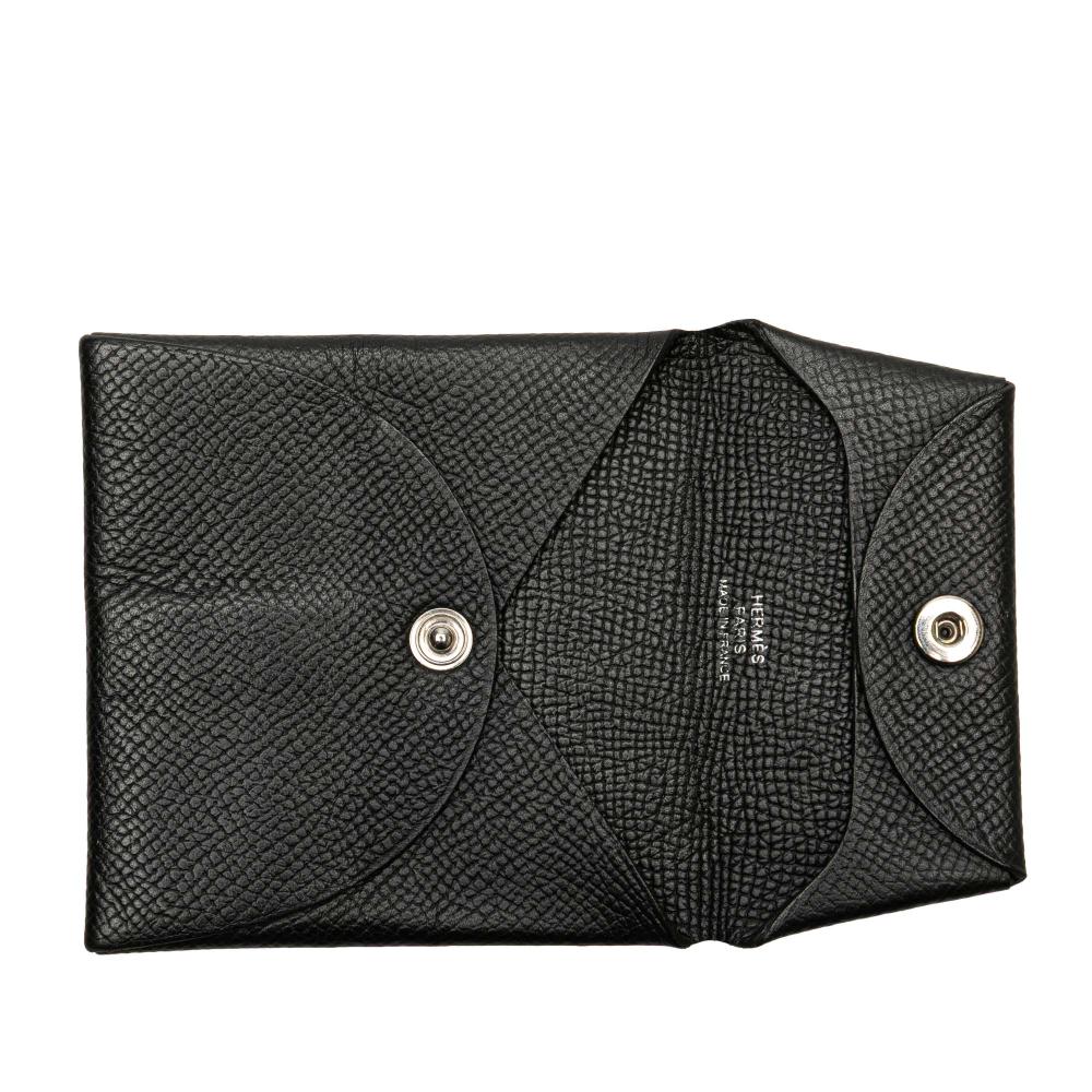 Hermès AB Hermès Black Calf Leather Epsom Bastia Coin Pouch France
