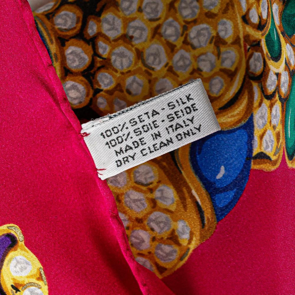 Chanel AB Chanel Red with Multi Silk Fabric Gripoix Buttons Scarf Italy