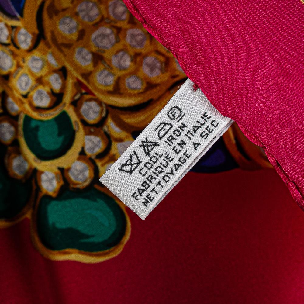 Chanel AB Chanel Red with Multi Silk Fabric Gripoix Buttons Scarf Italy