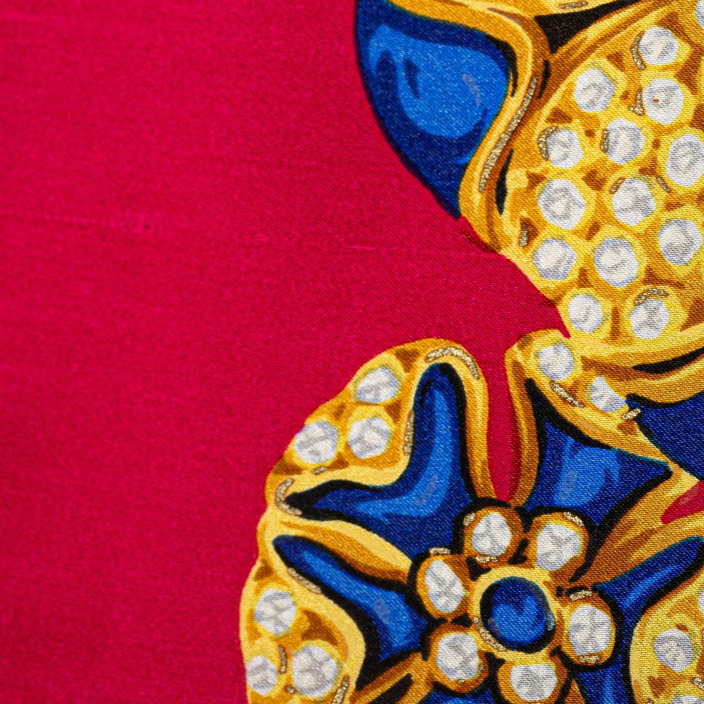 Chanel AB Chanel Red with Multi Silk Fabric Gripoix Buttons Scarf Italy