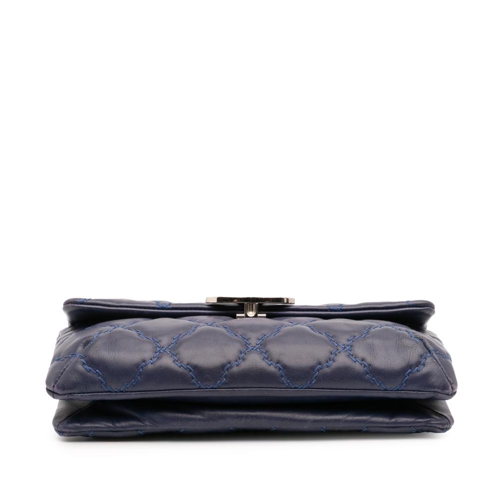 Chanel B Chanel Blue Midnight Blue Lambskin Leather Leather Mini Double Stitch Hamptons Flap France