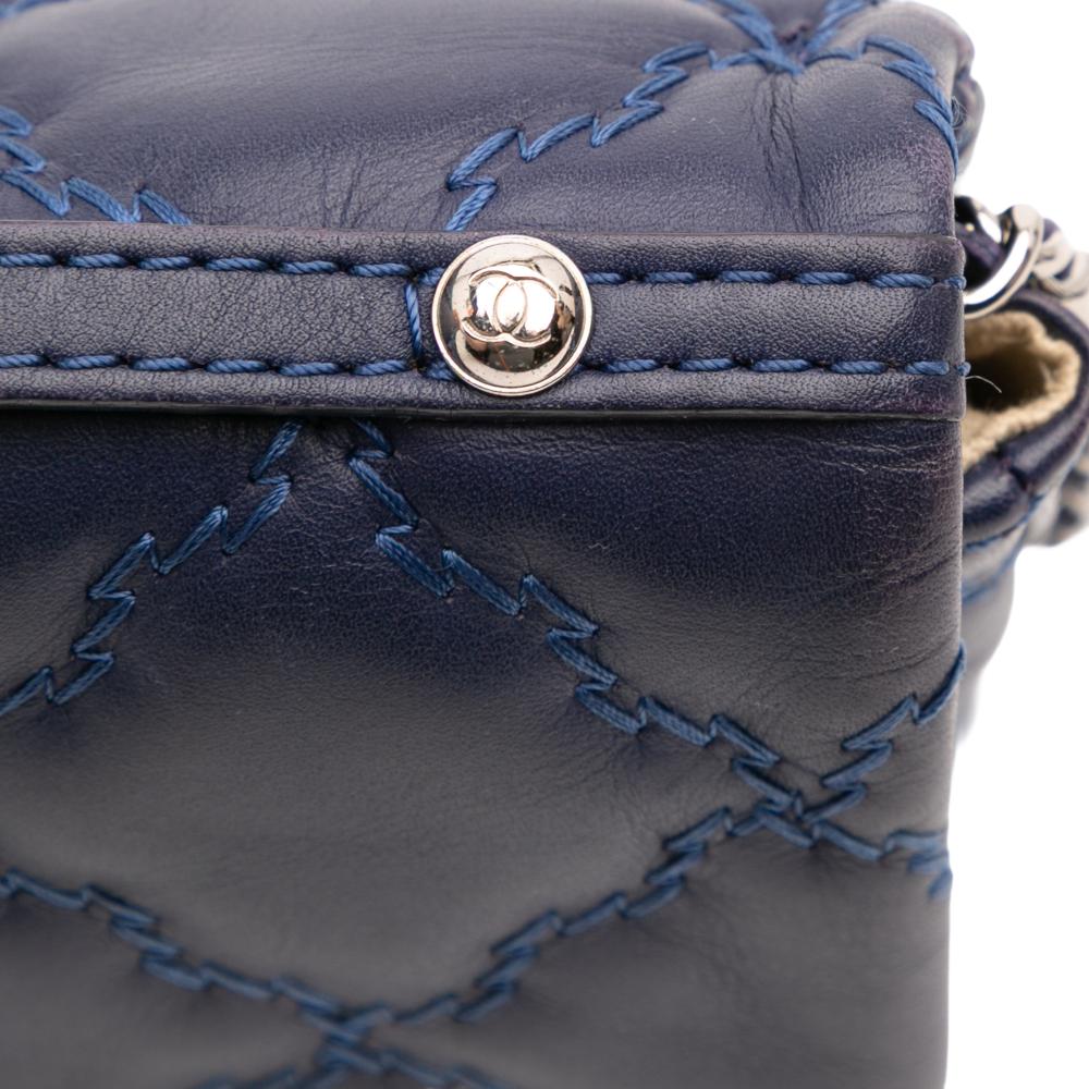 Chanel B Chanel Blue Midnight Blue Lambskin Leather Leather Mini Double Stitch Hamptons Flap France