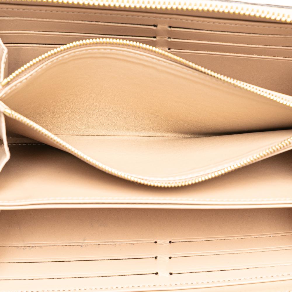 Louis Vuitton B Louis Vuitton Brown Beige Vernis Leather Leather Monogram Vernis Zippy Long Wallet Spain